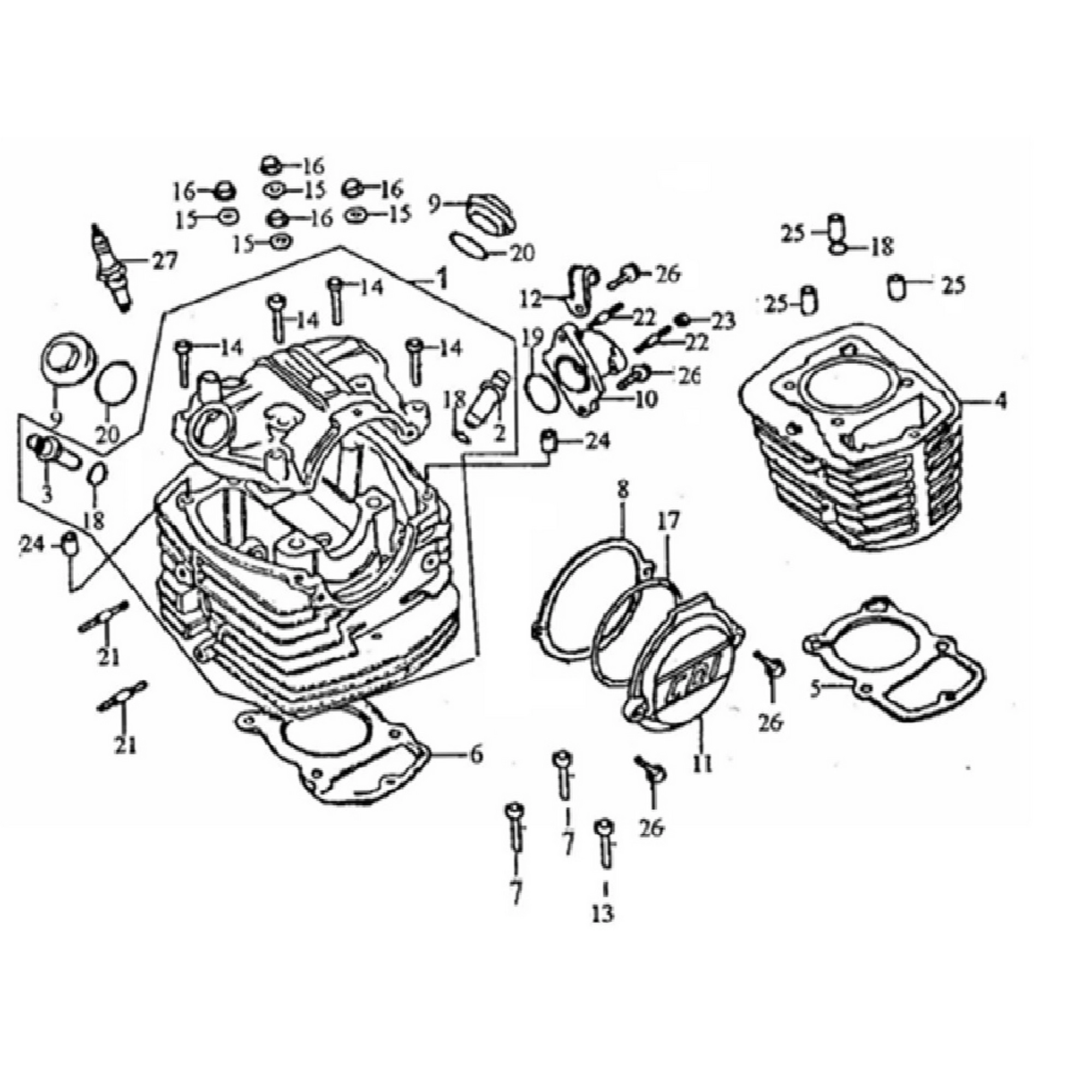 KUBA TK03 SİLİNDİR VE ÜST KAPAK SET 125CC [GTR50] #KM 73697